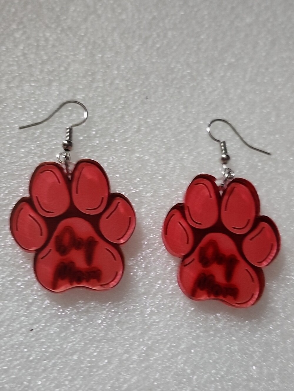 Hand Crafted Dog Mom Paw Dangle Earrings